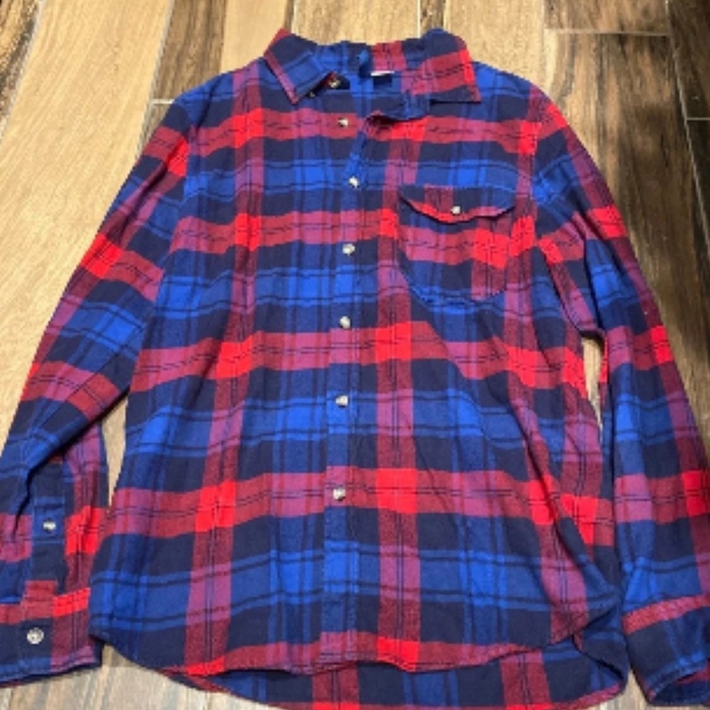 Divided Red/Blue Oversized Button Down Flannel